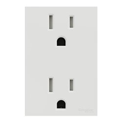 Prise double standard US 15A 2P+T Unica NU306018 Blanc 3 modules mécanisme seul
