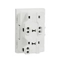 Prise double standard US 15A 2P+T Unica NU306018 Blanc 3 modules mécanisme seul