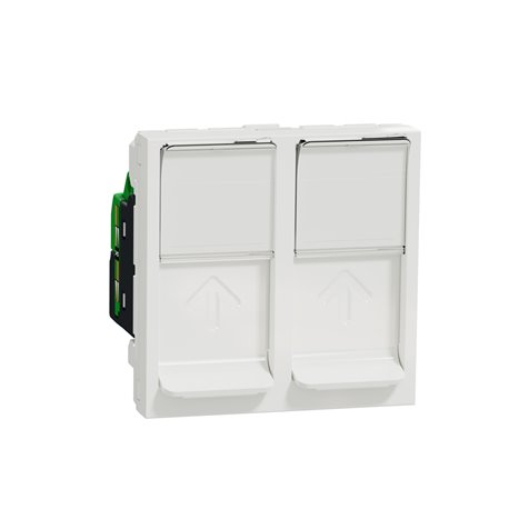 Prise RJ45 double cat 6 STP Unica NU342618 Blanc 2 modules