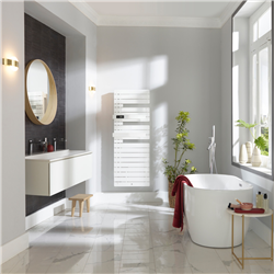 Sèche serviette électrique Allure 3 Virtuose 750+1000 Watts, Mât à gauche Blanc Brillant Intégral