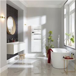 Sèche serviette électrique Allure 3 Classique 750+1000 Watts, Mât à gauche Blanc Brillant Intégral