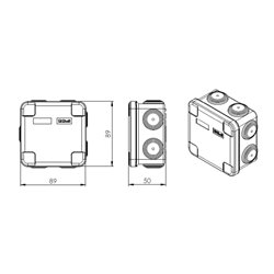 Boîte de dérivation étanche Fond rouge 80x80x45 mm 6 entrées