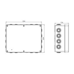 Boîte de dérivation étanche Couvercle avec vis inox AISI 316 310x250x125 mm 20 entrées