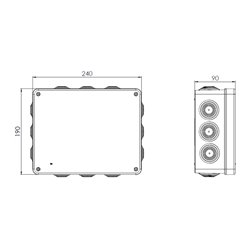 Boîte de dérivation étanche Couvercle avec vis inox AISI 316 240x190x90 mm 12 entrées