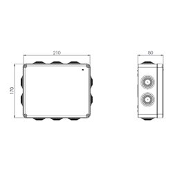 Boîte de dérivation étanche Couvercle avec vis inox AISI 316 210x170x80 mm 10 entrées