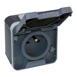 Lot de 10 Prises Courant fort 2P+T Gris
