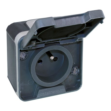 Lot de 10 Prises Courant fort 2P+T Gris