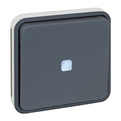 Mécanisme de commande Bouton poussoir avec voyant Gris