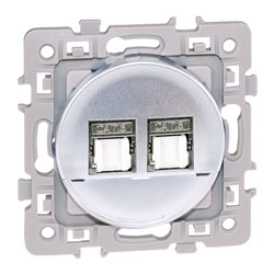 Prise RJ45 Double Grade 2 TV Cat 6 STP Silver