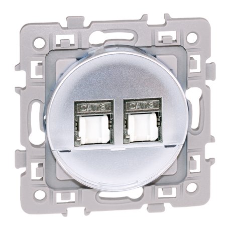 Prise RJ45 Double Grade 2 TV Cat 6 STP Silver