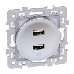 Prise chargeur USB Double type A Silver