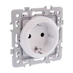 Prise 16A Courant fort 2P+T Schuko Blanc