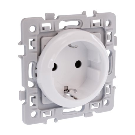 Prise 16A Courant fort 2P+T Schuko Blanc Prise 16A Courant fort 2P+T Schuko Blanc