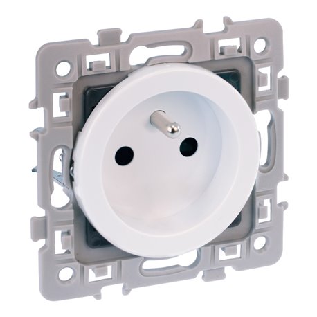 Lot de 10 prises 16A Courant fort 2P+T avec connexion haut/bas et griffes Blanc Lot de 10 prises 16A Courant fort 2P+T avec connexion haut/bas et griffes Blanc