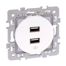 Prise chargeur USB Double type A Blanc