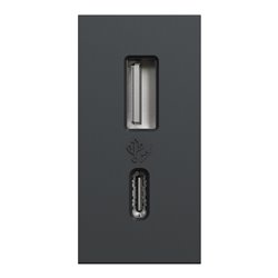 Chargeur USB double 15W type A+C Unica NU301654 anthracite 1 module mécanisme seul