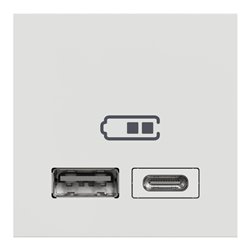 Chargeur USB double 5Vcc 2,4A type A+C Unica NU301818 Blanc 2 modules mécanisme seul