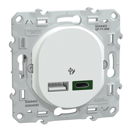 Chargeur USB type A 7,5W +C 45W Forte puissance type C Ovalis S320403 Blanc Chargeur USB type A 7,5W +C 45W Forte puissance type C Ovalis S320403 Blanc