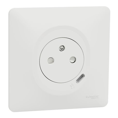Combi prise 2P+T 16A affleurante+chargeur USB-C 10,5W connex. Auto. Ovalis S320089 blanc 