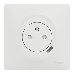 Combi prise 2P+T 16A affleurante+chargeur USB-C 10,5W connex. Auto. Ovalis S320089 blanc 