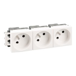 Lot de 4 Blocs de prises 3 prises 2P+T Blanc
