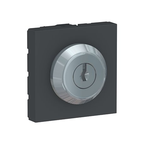Commande à clé 3 pos rappel centre 2 NO indep Unica NU373154 anthracite 2 modules mécansime seul