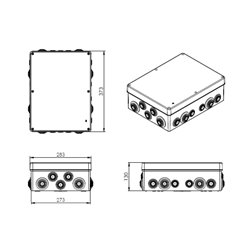 Boîte de dérivation étanche Anti-UV 360x270x125 mm 22 entrées