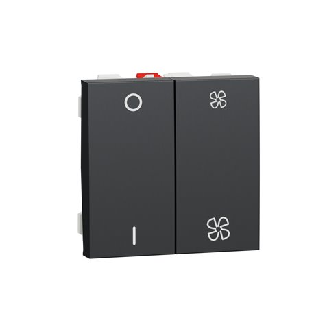 Commande VMC ON/OFF + 2 vitesses 10A Unica NU321454 anthracite 2 modules mécansime seul Commande VMC ON/OFF + 2 vitesses 10A Unica NU321454 anthracite 2 modules mécansime seul
