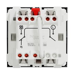 Commande VMC ON/OFF + 2 vitesses 10A Unica NU321454 anthracite 2 modules mécansime seul