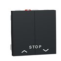 Commande volet-roulant double poussoir + STOP Unica NU323754 anthracite 2 modules mécansime seul