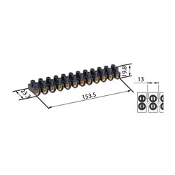 Lot de 10 Barrettes de connexion À plot en laiton noire 16 mm²