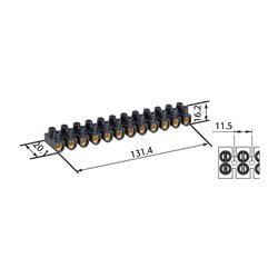 Lot de 10 Barrettes de connexion À plot en laiton noire 10 mm²