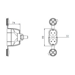 Prolongateur 2x16A 2P+T avec volets Noir