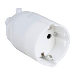 Lot de 10 Prolongateurs 16A 2P+T Schuko entrée de câble droite Blanc