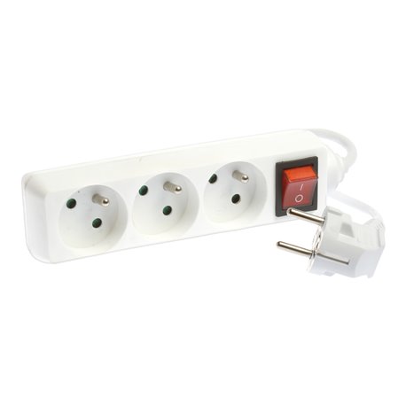 Bloc multiprise 3G1,5 mm² 3 prises 2P+T 16A avec interrupteur L1,5m Bloc multiprise 3G1,5 mm² 3 prises 2P+T 16A avec interrupteur L1,5m