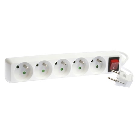 Bloc multiprise 3G1 mm² 5 prises 2P+T 16A avec interrupteur L1m 64065  Eur'ohm