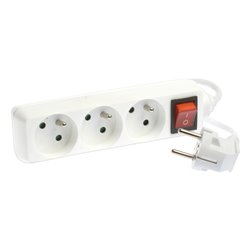 Bloc multiprise 3G1 mm² 3 prises 2P+T 16A avec interrupteur L1m