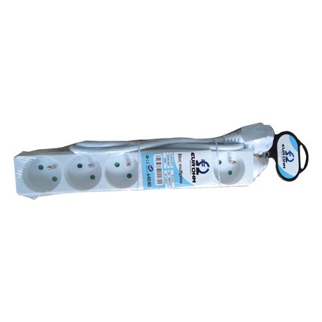 Bloc multiprise 3G1 mm² 6 prises 2P+T 16A sans interrupteur L1m