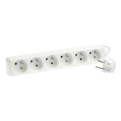 Bloc multiprise 3G1 mm² 6 prises 2P+T 16A sans interrupteur L1m