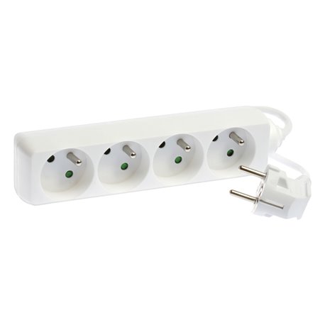 Bloc multiprise 3G1 mm² 4 prises 2P+T 16A sans interrupteur L1m