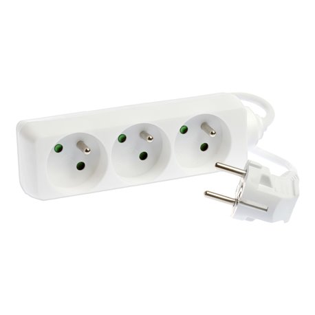Bloc multiprise 3G1 mm² 3 prises 2P+T 16A sans interrupteur L1m