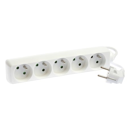 Bloc multiprise 3G1 mm² 5 prises 2P+T 16A sans interrupteur L1m