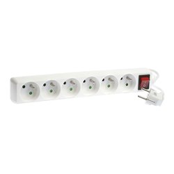 Bloc multiprise 3G1 mm² 6 prises 2P+T 16A avec interrupteur L1m