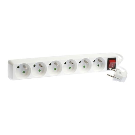 Bloc multiprise 3G1 mm² 6 prises 2P+T 16A avec interrupteur L1m Bloc multiprise 3G1 mm² 6 prises 2P+T 16A avec interrupteur L1m