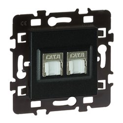 Lot de 10 prises RJ45 Double Grade 2 TV Cat 6 STP Anthracite