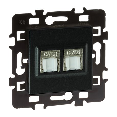 Lot de 10 prises RJ45 Double Grade 2 TV Cat 6 STP Anthracite