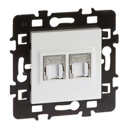 Lot de 10 prises RJ45 Double Grade 2 TV Cat 6 STP Blanc