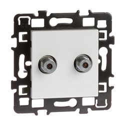 Prise TV Double multi-services type «F» mâle Blanc