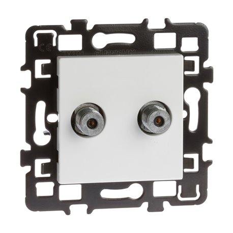 Prise TV Double multi-services type «F» mâle Blanc