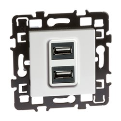 Prise chargeur USB Double type A Blanc